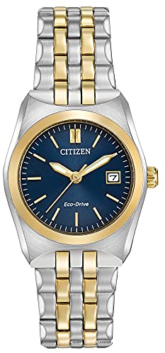 Citizen Women's Eco-Drive Corso Classic Watch in Two-Tone Stainless Steel, Blue Dial (Model: EW2294-53L)
