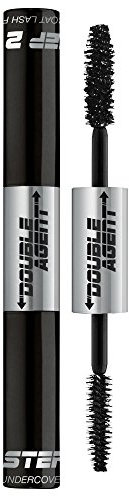 Palladio Double Agent Lash Extender Undercover Fiber Booster Mascara, dual lash system, increase eyelash length and volume, boost lashes for a bold dramatic look, voluminous makeup mascara, Jet Black
