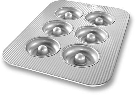 USA Pan Bakeware Aluminized Steel Donut Pan, 6-Well