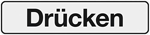 Metafranc Klebeschild Drücken - 200 x 48 mm / Beschilderung / Infoschild / Türschild / Gewerbekennzeichnung / Grundstückskennzeichnung / Orientierung / 504190