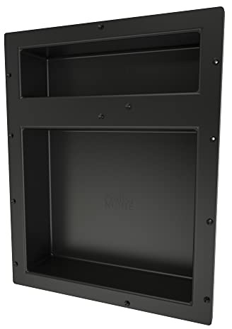 Tile Redi USA RN1620DU Niche Double Recessed Shower Shelf, Two Shelves, 20 H X 16 W, Black