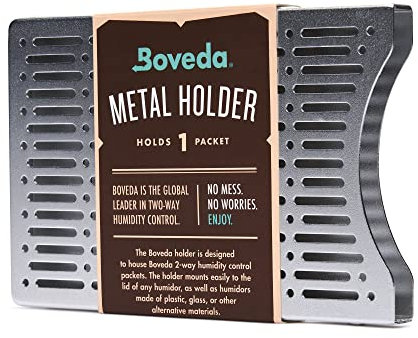 Boveda Humidor Holder | Brushed Aluminum | Fits 1 Size 60 Boveda | Magnetic & Velcro Mounts