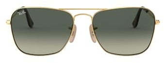 Ray-Ban Unisex RB3136 Caravan Square Sunglasses, Gold/Light Grey Gradient Dark Grey, 58 mm