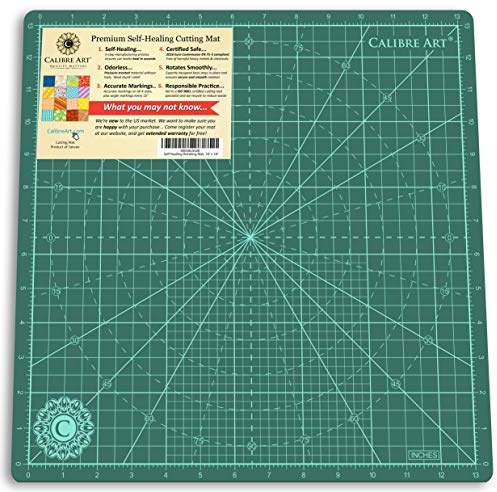 Calibre Art Rotating Self Healing Cutting Mat 14x14 (13 Grid), Perfect for Quilting & Art Projects