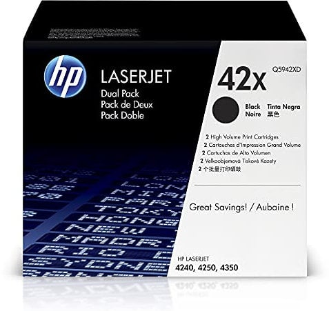 HP 42X 2er-Pack (Q5942XD) Schwarz Original Toner mit hoher Reichweite für HP Laserjet 4200, 4250, 4350