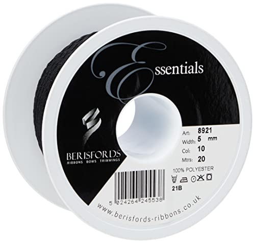 Berisfords 5 mm x 20 m Barley Twist Rope Black