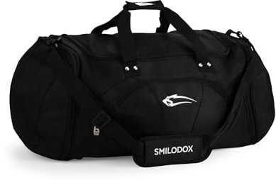 SMILODOX Sporttasche Houston - Unisex Trainingstasche für Fitness Sport Gym & Reisen mit vielen Fächern - Tragetasche, Schultertasche, Reisetasche, Übernachtungstasche, Schwarz