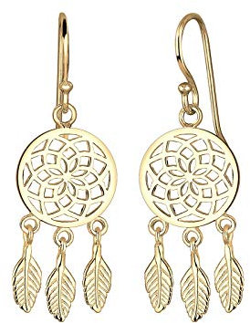 Elli Ohrringe Traumfänger Federn Boho Festival 925 Silber