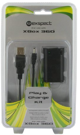 Exspect Xbox 360 play and charge kit including rechargeable battery and cable