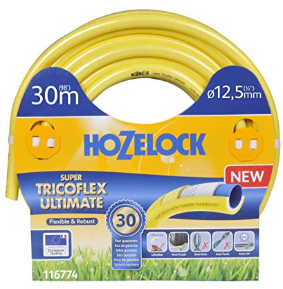 HOZELOCK - Super Tricoflex Ultimate Ø 12,5mm (1/2) 30 M Schlauch: leichter, robuster und formstabiler Gartenschlauch mit TNT Non Torsion und Soft&Flex Technologien, 40% recyceltes PVC [116774]