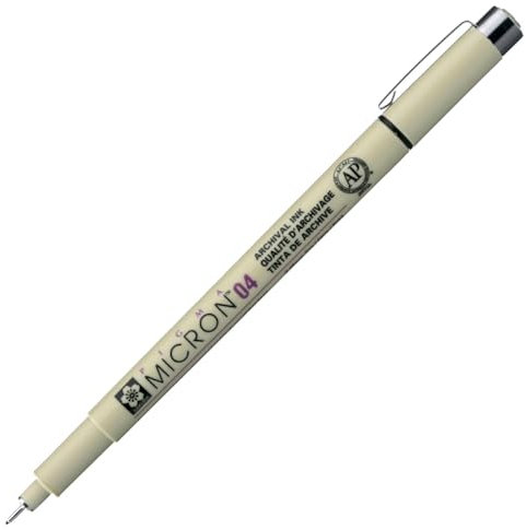 SAKURA Pigma Micron 04 Fineliner Stift - 0,40 mm Wasserfeste Archivtinte - Schwarz