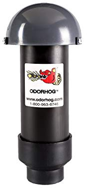 OdorHog Vent Stack Pipe Filter 4 Sizes, Black ABS with Mushroom Cap, Removes Outdoor Septic and Sewer Odors (2.0-inch)