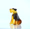 Hund Braun Schwarz - Figur aus Glas Airedale Terrier sitzend -b8-2-2- Glasfigur Setzkasten Vitrine Glastier brauner Schwarzer Rassehund