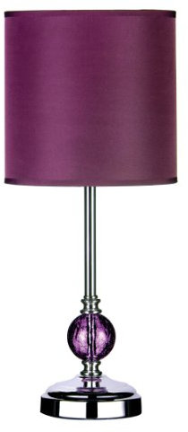 Premier Housewares Table Lamp, BE14, Purple, Modern Crackle Glass Design,H42 x W18 x D18cm
