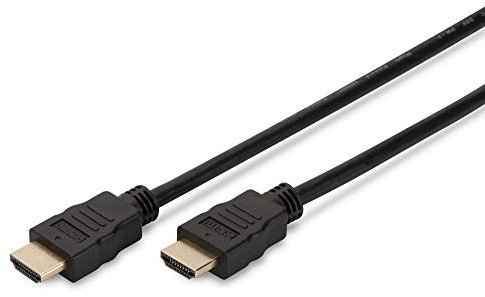 DIGITUS HDMI High Speed Anschlusskabel, Typ A St/St, 5.0m, m/Ethernet, Full HD 60p, gold, sw