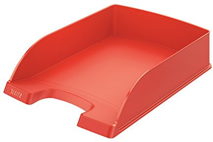 Leitz Briefkorb Standard A4, 5er Pack, Briefablage in Premium-Qualität, Stapelbare Ablagefächer als Schreibtisch-Organizer, Kombinierbar mit Plus-Serie, Hellrot, 52270020