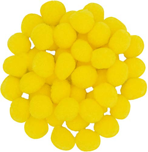 i-mondi® 50 pompons zum basteln gelb in 20mm klein bastel zubehör pom pom bunt kugeln ponpons deko pompom plüsch
