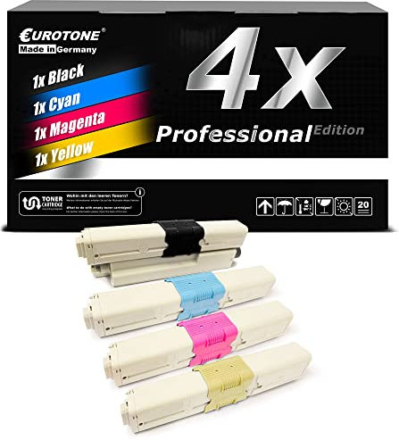 Eurotone 4X Premium Qualitäts Toner im Set kompatibel für Oki C310DN C330DN C331DN C510DN C511DN C530DN C531DN MC351DN MC352DN MC361DN MC362DN MC561DN MC562DN