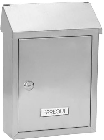 ARREGUI Smart E5727 Briefkasten oder Durchwurfbriefkasten aus Edelstahl, Größe S (DIN A5 Post), Wandbriefkasten für den Außenbereich mit Schutzklappe, Kleiner Postkasten, einfache Montage, Edelstahl