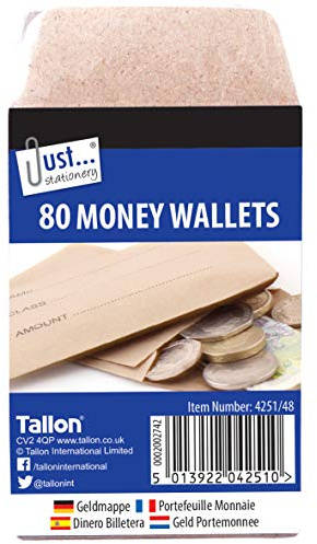 Just Stationery 70x105mm Money Envelope ( 80 Wallets)