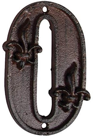 Esschert Design Gusseiserne Hausnummer 0, rostbraun, 8 x 1.1 x 11.8, DB62-0