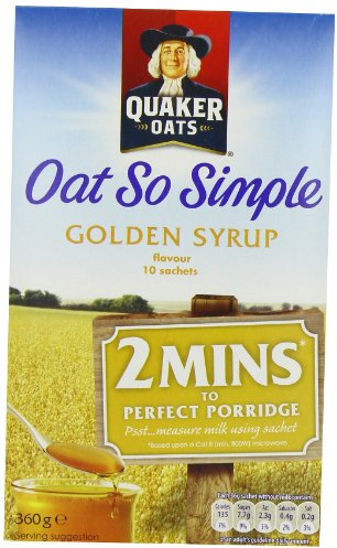 Quaker Oat So Simple Golden Syrup Porridge Sachets, 10 x 36 g (Pack of 5)