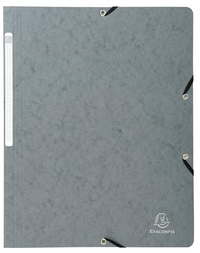 Exacompta 5571E 25er Pack Eckspanner-Mappe. Aus extra starkem Manila-Karton DIN A4 mit 2 Gummizügen und Rückenschild grau Sammelmappe Dokumentenmappe