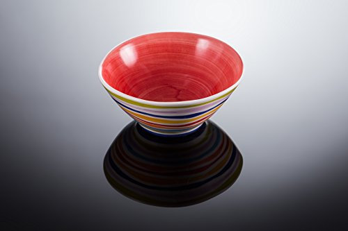 Bassano Ausgefallene italienische Keramik runde Schale mit Streifen S rot 16x7