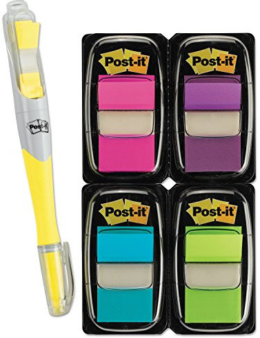 Post-it 680ppbgva Seite Flagge Value Pack, sortierte Farben, 200 Flaggen & Textmarker W/50 Flaggen