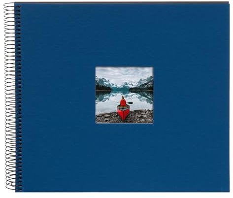 goldbuch 25 975 Spiralalbum mit Bildausschnitt, Bella Vista, Foto Album 35 x 30 x 1,5 cm - Spirale ⌀ 2,8 cm, Erinnerungsalbum aus Leinen, 40 schwarze Seiten, Fotobuch zum Selbstgestalten, Blau