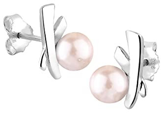 Elli Ohrringe Damen Kreuz Elegant mit Süßwasserzuchtperlen in 925 Sterling Silber