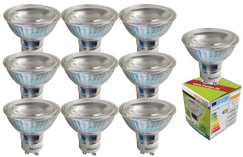Trango 10er Pack GU10COB*10 LED Leuchtmittel 5W GU10 (ersetzt 50W) 3000K warmweiß, 36° Abstrahlwinkel – Ersatz für GU10 & MR16 Birnen, geeignet für Einbauleuchten, Deckenstrahler, Spots