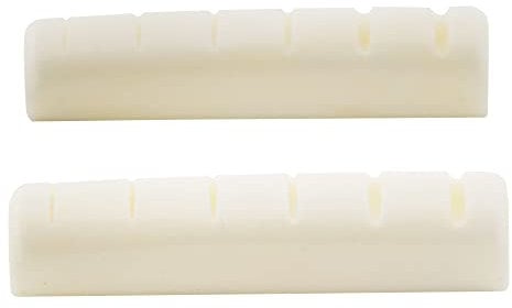 Musiclily Basic 43mm Slotted Bone Acoustic Guitar Nut Flat Bottom for 6 String Folk Guitar Taylor Martin Guitar Parts, 43x6x9.3mm (Set of 2)
