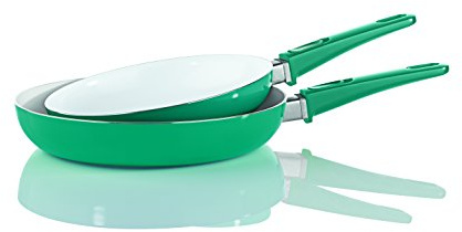 TV Unser Original 09561 bratmaxx Keramik-Pfannen mit abnehmbaren Griffen 2-er Set, smaragdgrün