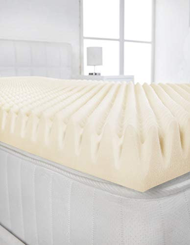 Littens 3 (75mm) Extra Deep King Bed Size Visco Memory Foam Mattress Topper Profile, Egg Shell Crate Box, Orthopaedic, Support, Plain Relief (5ft, 152cm x 200cm)