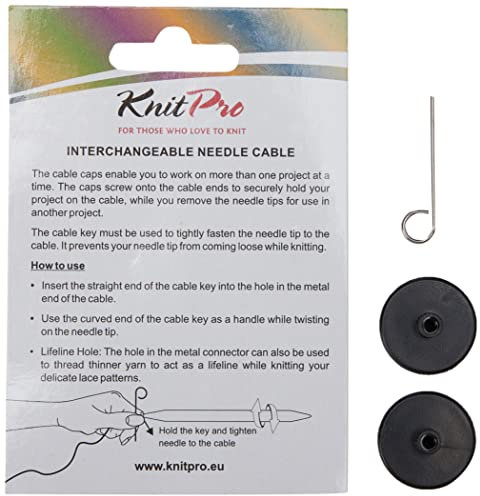 KnitPro Knitting Cable with Connector, Black, Silver, 50 cm