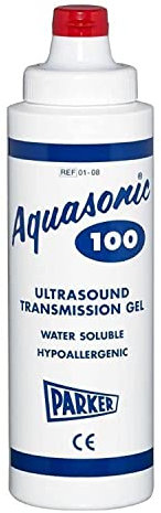 Parker Aqua Sonic 100 Ultrasound Gel, Ultrasonic Transmission Gel, Water Soluble Hypoallergenic Bacteriostatic, Non-Sensitising Gel for Therapeutic Medical Ultrasound and Beauty Application, 250ml