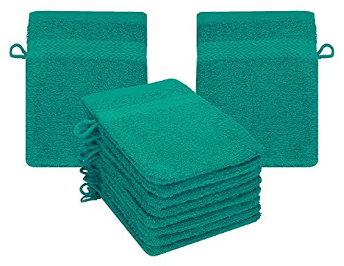 Betz Premium Lot de 10 Gants de Toilette en éponge lavettes pour Le Visage en 100% Coton Gant de Toilette pour bébé Couleur Vert émeraude