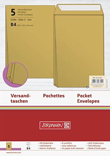 Brunnen 1053457 Versandtasche, B4, 5 Stück, 250 x 353 x 40 mm