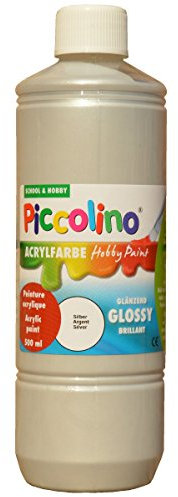 Acrylfarbe Silber 500ml zum Malen - glänzend - Piccolino Acrylmalfarbe für Hobby & Künstlerbedarf