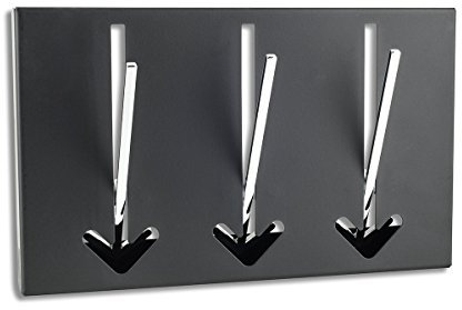 Design Wandgarderobe 3 Haken in schwarz - Metall Chrom Hakenleiste Kleiderhaken Leiste Pfeile Garderobe Garderobenhaken