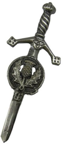 Tartanista - dekorative Kiltnadel - mit Geschenkbox - Distelwappen Antik-Optik