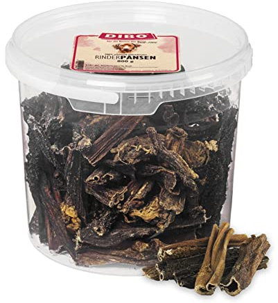 DIBO Rinderpansen im Eimer, 800g, der kleine Naturkau-Snack oder Leckerli für Zwischendurch, Hundefutter, Qualitätskauartikel ohne Chemie