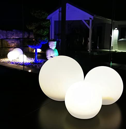 Trango 3er Set SO-202020 IP65 LED-Solarleuchte in 20-20-20cm Durchmesser Weiß matt mit 3000K warmweiß LED & RGB Farbwechsel LED *SNOWY* Solarkugel Leuchtkugel, Außenleuchte, Kugellampe, Gartenleuchte