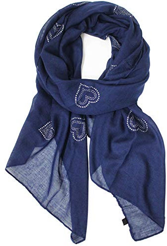 Glamexx24 Damen Schal Halstuch Rundschal Glitzer Metallic Schlauchschal Hertz Blumen Muster Stola für Frühling Sommer Ganzjährig, Blau Hertz, Einheitsgröße