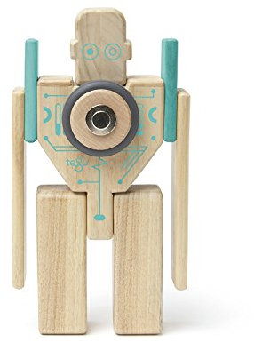 TEGU MGB-TL1-405T, mehrfarbig, 57001406 Holzbausteine magnetisch, Holzspiele-Set Magbot, 9 Teile, Holzspielzeug für Kinder ab 12 Monate