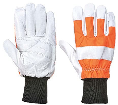 Portwest Guante Oak, Protección Motosierra (Clase 0), Tamaño: L, Color: Naranja, A290ORRL