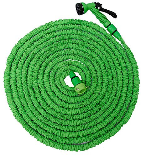 eyepower Flexibler Gartenschlauch mit Brause 10-30m - Dehnbarer Wasserschlauch - Schrumpfschlauch mit Anschluss - Flexi Schlauch für Garten, Camping, Wohnmobil - Textilschlauch mit Gartenbrause