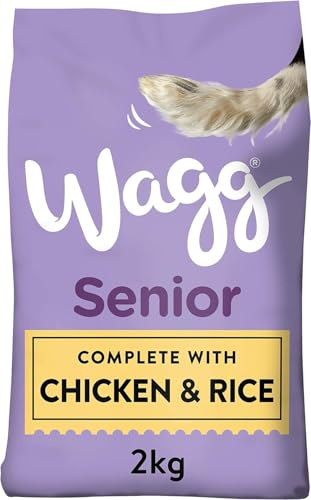Wagg Senior Complete Dry Dog Food Chicken & Rice 2kg (Pack of 4) - 28% Meaty Ingredients