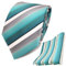 TigerTie Designer Krawatte Designer Einstecktuch in türkis mint grau weiß schwarz gestreift